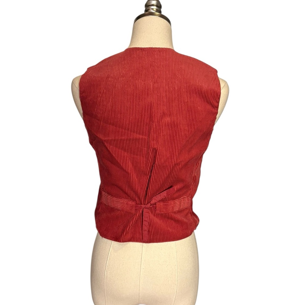 Vintage Laura Ashley Corduroy Skirt Vest Set Brick Red 10 - Picture 4 of 11